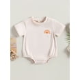 thumbnail image 2 of Coduop Newborn Baby Casual Bodysuit Rompers Beige Short Sleeve O Neck Sun Print Playsuit, 2 of 8