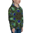 thumbnail image 3 of Lsque Peacock Feathers Patten Youth Hoodie Sweatshirt Pullover with Kangaroo Pocket Boys and Girls Hoodie Warm Hoodie for Kids-Medium, 3 of 6