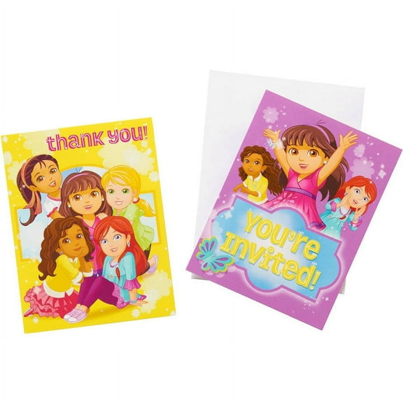 Dora & Friends Party Invite and Thank-You Combo Pack, 8ct