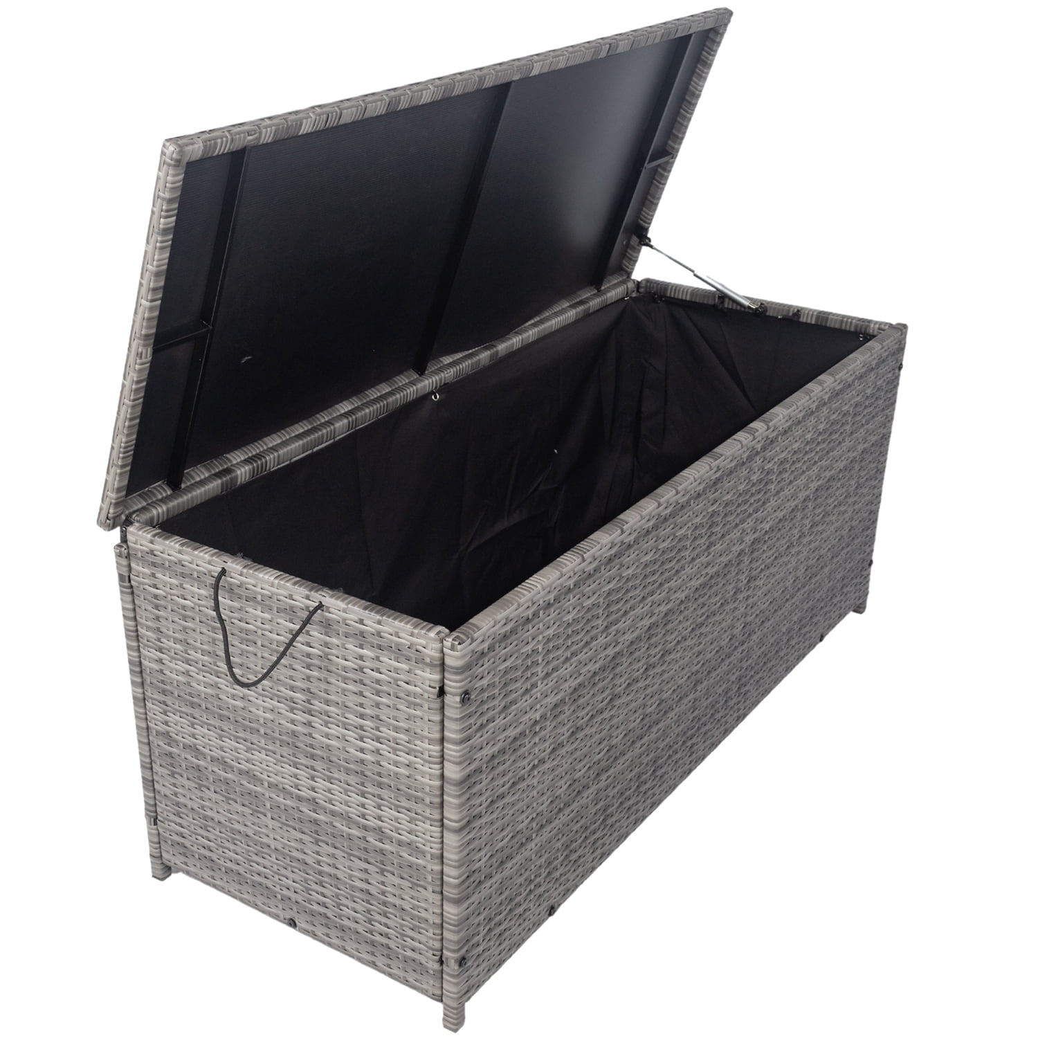 Seizeen Rattan Outdoor Storage Box, XL Wicker Deck Box & Cushion