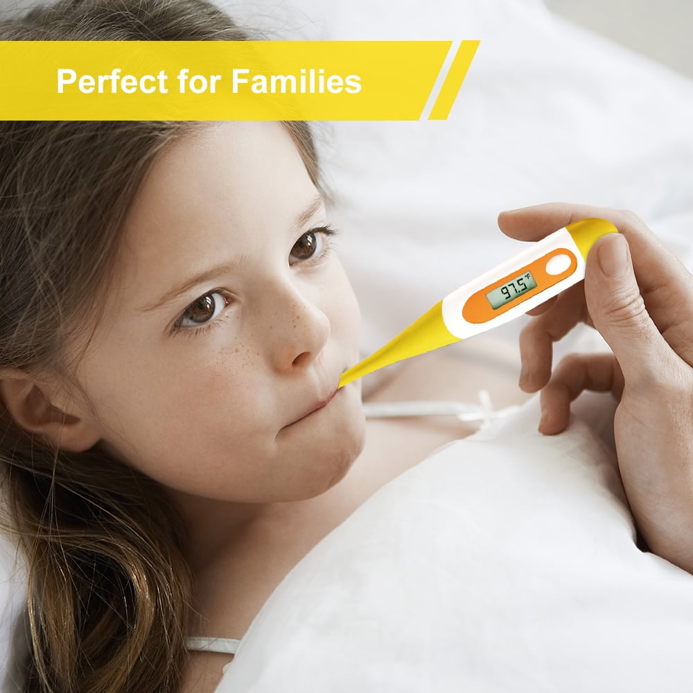 Easy Home Digital Oral and Underarm Thermometer, Fast Reading with Fever Alarm, Yellow EMT-021B