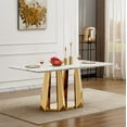 thumbnail image 6 of Noble House Modern 70" Rectangle Faux Marble Dining Table with Stainless Steel Base, for Kitchen, Gloss White & Gold, 6 of 13