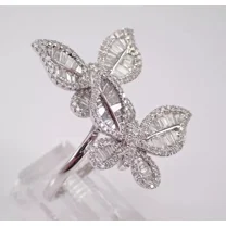 Aishvi Jewels 2Ct Baguette Cut Lab Created Diamond Butterfly Engagement Ring 14K White Gold Plated