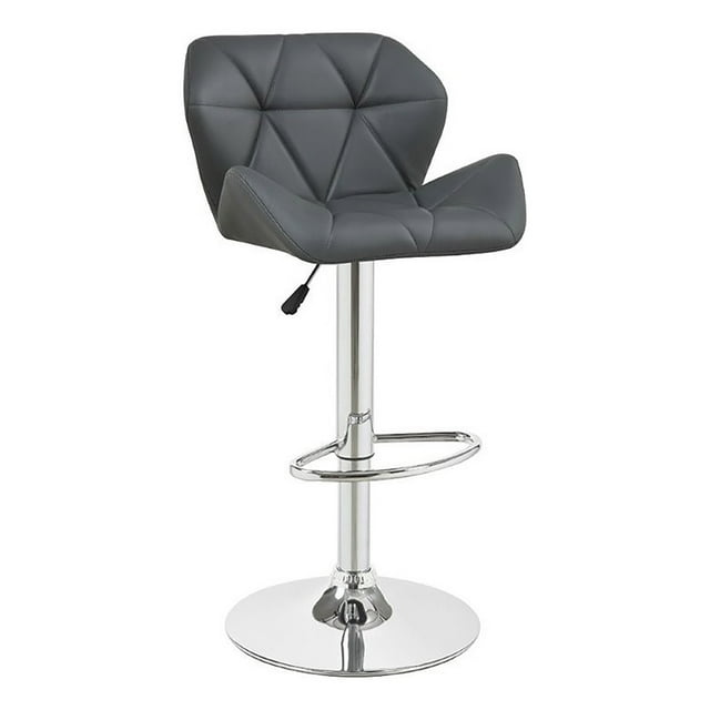 Bowery Hill 35.5"H Metal-Faux Leather Adjustable Bar Stool in Gray