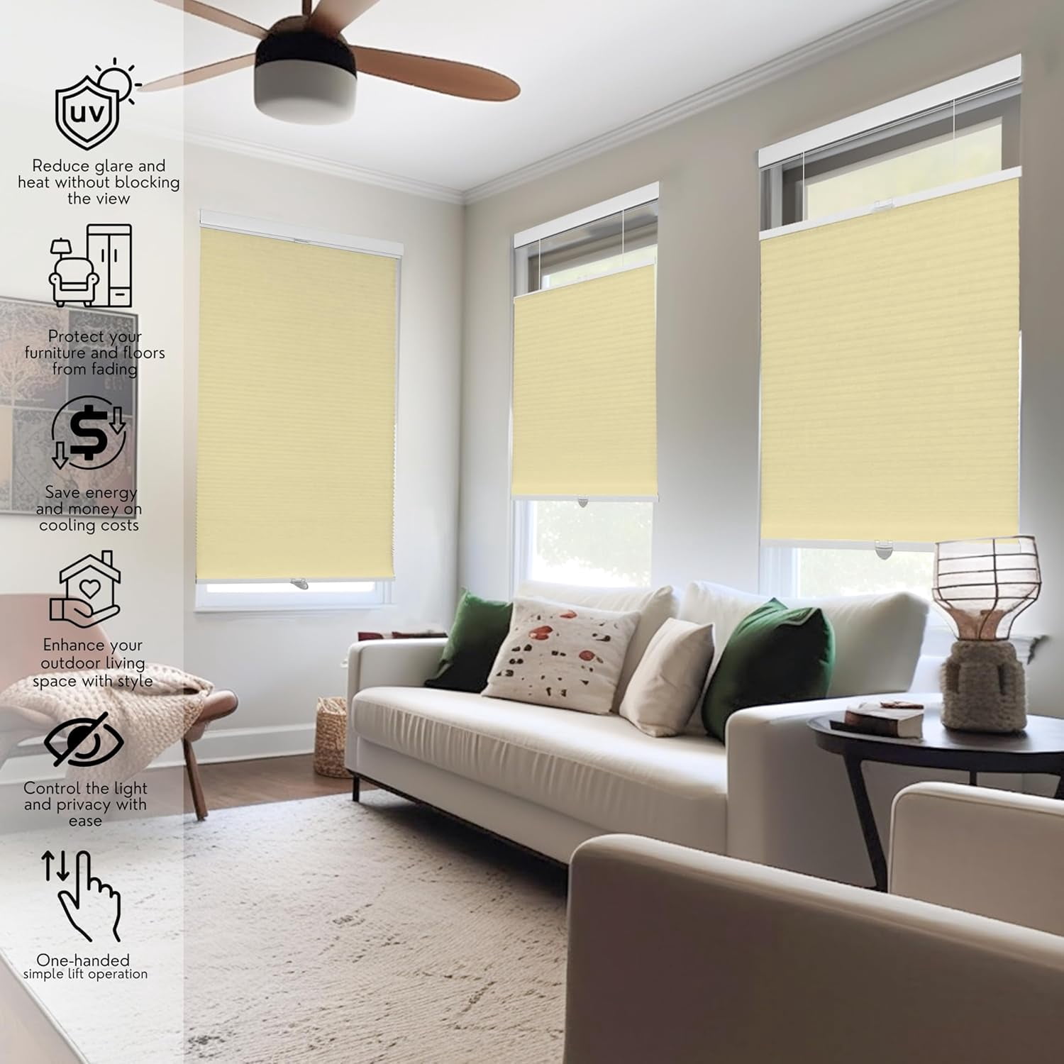 Chicology Cream Light Filtering Cordless Top Down Bottom Up Cellular Shades 48.25 in. W x 72 in. L