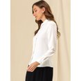 thumbnail image 4 of Allegra K Blusas Con Botones Y Cuello En Punta De Manga Larga Puntos suizos Office Para Mujer Blanco M, 4 of 6