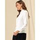 thumbnail image 4 of Allegra K Blusas Con Botones Y Cuello En Punta De Manga Larga Puntos suizos Office Para Mujer Blanco M, 4 of 6