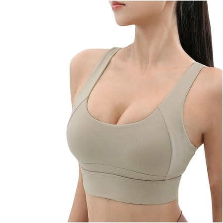 

Qiaocaity Women Bras High Support Underwear Women s Sports Underwear Fitness Yoga Quick-drying Shockproof Vest Running Sports Bra Gray S