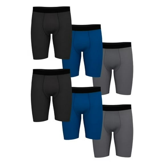 Men's Pro Form Boxer Brief Long Leg, 6 Pack - Blue/Black