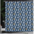 thumbnail image 3 of Ambesonne Cartoon Shower Curtain, Giraffes Dream Big Message, 69"Wx70"L, Night Blue Orange and Rose, 3 of 4