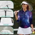 thumbnail image 5 of Garronmavis Galaxy Women's Golf Shirt and Sun Visor Hat Set Moisture Wicking 3/4 Sleeve Golf Shirts Adjustable Fashion Baseball Golf Cap Suitable for Tennis Enthusiasts Quick Dry, 5 of 7