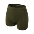 thumbnail image 2 of A2Y Women's Lightweight Short Length Fitness Workout Seamless Ribbed Biker Shorts Deep Olive 1X2X, 2 of 5