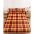 thumbnail image 2 of King Size Fitted Sheet Set - Burnt Orange Checkered 3 Piece Bedding Sets 16" Deep Pocket Fitted Sheet with 2 Pillowcases, Modern Farmhouse Orange Plaid Brushed Microfiber Hotel Luxury Bed Sheets, 2 of 9