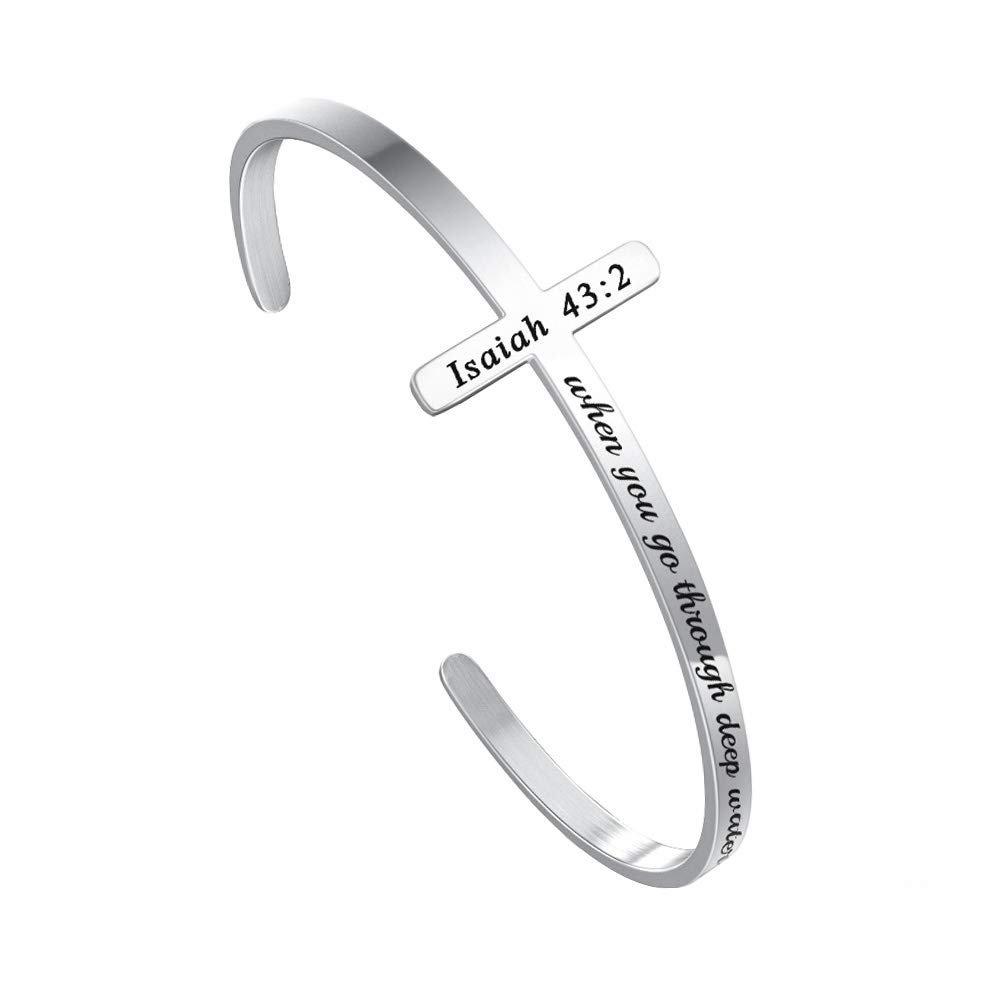 Turandoss Christian Gifts for Women Religious Cross Bracelets Bible Verse Mantra Jewelry I Will Be With You Teacher Appreciation Mothers Day Graduation Gifts for Her Mom Kids Teen Girls Wife Ideas