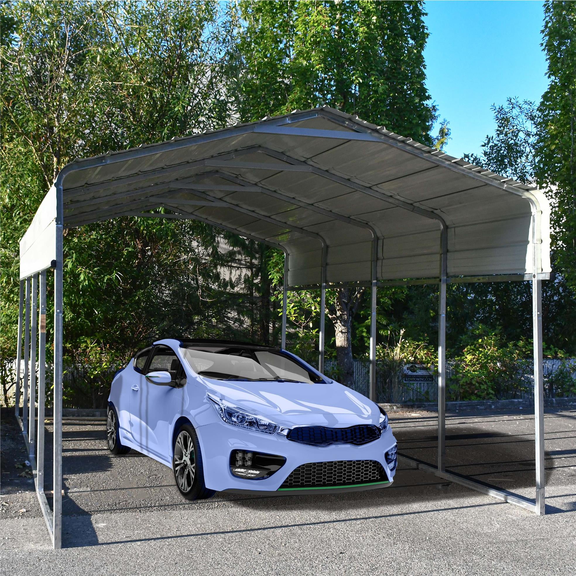 ALEKO Galvanized Steel Carport Canopy Shelter 12W x 30L x 10H ft Grey Color