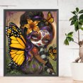 thumbnail image 1 of Cuadros Decorativos 5D bricolaje redondo completo taladro parcial AB diamante pintura mariposa chica arte DQrwqpou  embutido en tela, 1 of 9