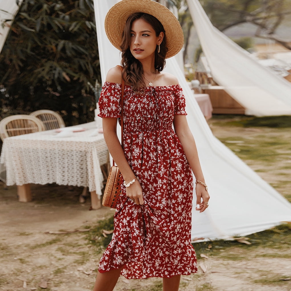 womens dresses Fashion Floral Print Off 
