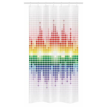 Music Stall Shower Curtain, Rainbow Digital Style Equalizer Amplifier Recording Equipment Night Club Disco Theme, Fabric Bathroom Set with Hooks, 36W X 72L Inches Long, Multicolor, by (Best Music Equalizer For Windows)