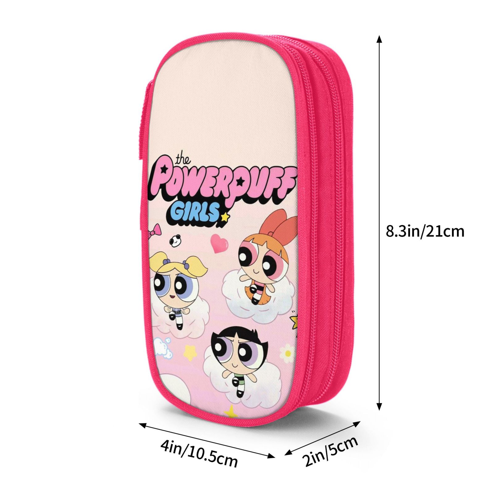 The Powerpuff Gi-rls Pencil Case Large Capacity Pencil Pouch Pen Bag Office Stationery Organizer Travel Makeup Bag Pink