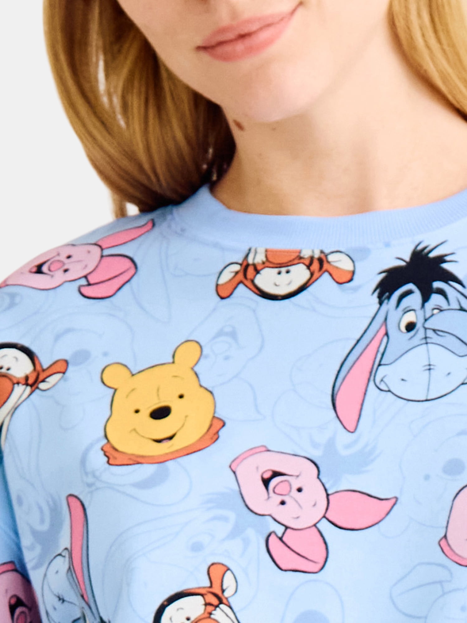 Winnie the Pooh & Friends Women's Allover Graphic Sweatshirt, Sizes XXS-XXL
