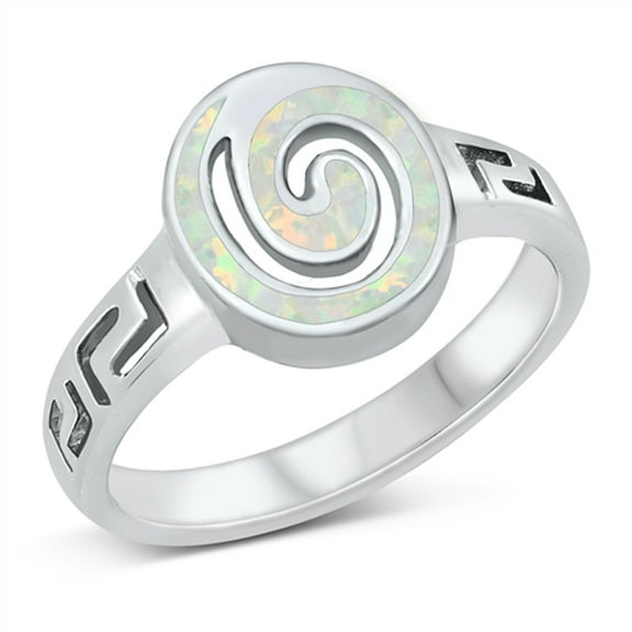 CHOOSE YOUR COLOR White Simulated Opal Filigree Wave Ring .925 Sterling Silver CZ Female Size 5