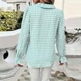 thumbnail image 4 of Kilaqueen Shirts for Women Long Sleeve Plaid Ruffled V Neck Button Down Shirts Casual Trendy Business Work Fall Tops, 4 of 9