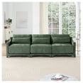 thumbnail image 2 of Green Chenille 3-Seater Sofa with Lumbar Pillows, Ergonomic Design, Wooden Base - Living Room, Bedroom, Hotel Furniture, 2 of 9