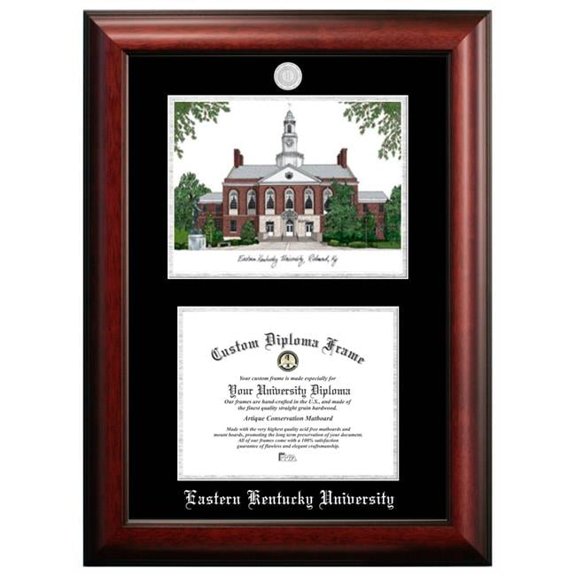 Campus Images KY999LSED-1185 11 x 8.5 in. Eastern Kentucky University Silver Embossed Diploma Frame with Lithograph