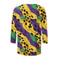 thumbnail image 4 of Cavosen Carnival Day Cute 3/4 Sleeve Tops for Women Holiday Mardi Gras Round Neck Tops Striped Graphic Print Shirts Festival Stylish Blouse Dressy Athletic T-Shirts Party Tuesday Green XL, 4 of 5