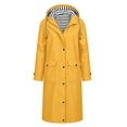 thumbnail image 5 of Staron Women's Long Hooded Waterproof Raincoat Lightweight Windproof Outdoor Travel Jacket with Pockets Adjustable Cuffs Casual Spring Fall Winter Coat Yellow L, 5 of 6