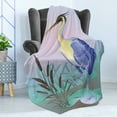 thumbnail image 4 of Wildlife Soft Flannel Fleece Blanket, Heron with Reed and Water Graphic Illustration Lake Leaf Dreamy Nature Beak Bird, Cozy Plush for Indoor and Outdoor Use, 50" x 60", Multicolor, by Ambesonne, 4 of 5