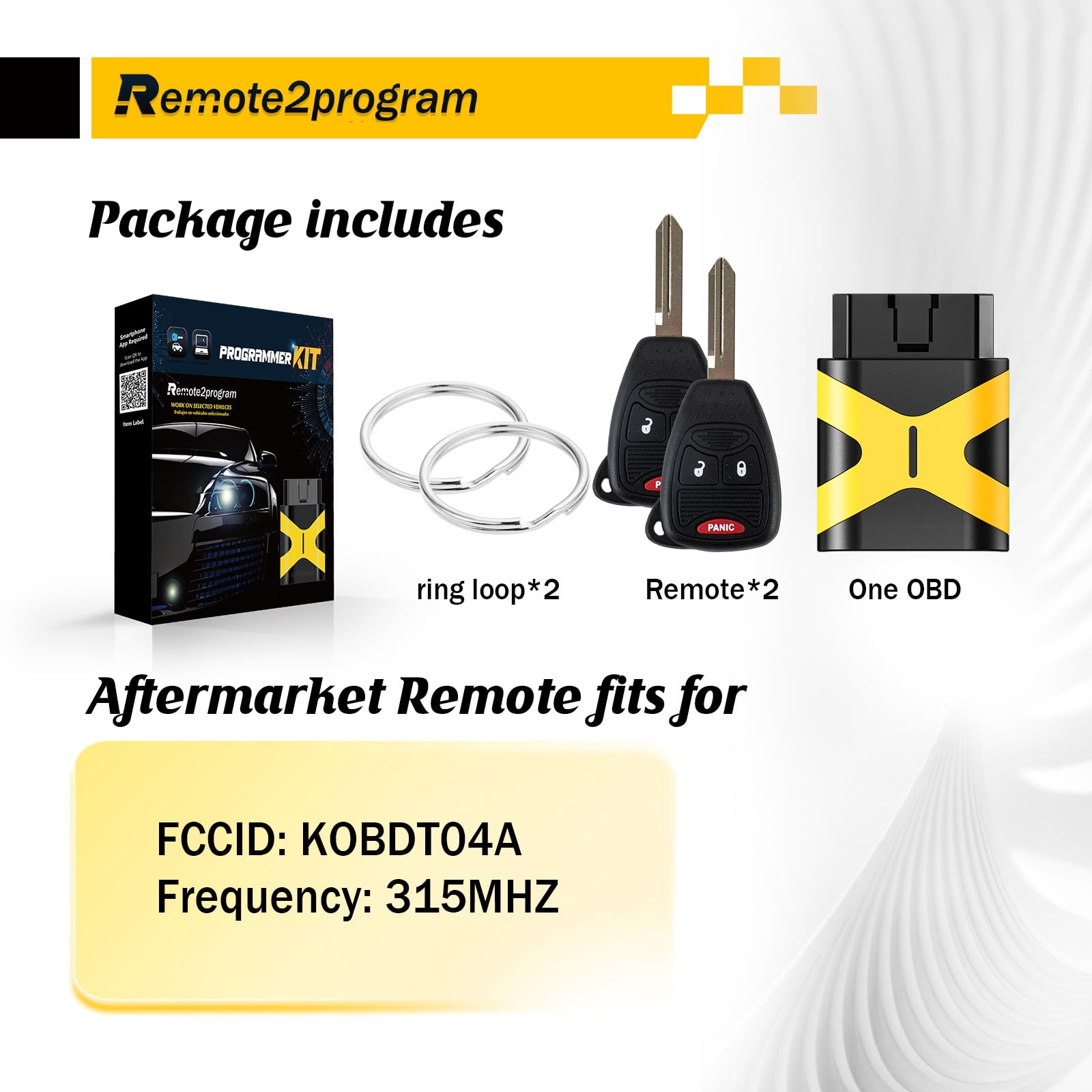Car Key Fob Programmer for No Working Key and Uncut Blade Car Key Replacement for 2006-2009 Dodge RAM 1500 2500 3500 4000 with FCC: KOBDT04A