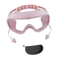 thumbnail image 1 of Gafas de natación para adultos, banda ajustable, portátiles, transparentes, con protección ocular y tapones para los oídos, para buceo. rosa, 1 of 8