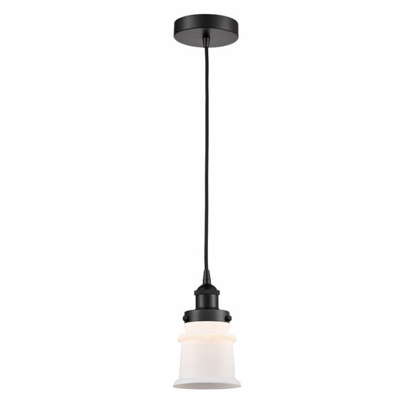 616-1PH-BK-G181S-LED-Innovations Lighting-Canton - 1 Light Mini Pendant In Industrial Style-10 Inches Tall and 6 Inches Wide Matte Black Matte White