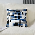 thumbnail image 2 of Geometric Throw Pillow Covers 18"x18" Set of 2 Soft Blue Black White Stripe Line Cushion Covers Pillow Cases for Couch Sofa Bedroom Car Reversible Modern Art Decorative Throw Pillowcases, 2 of 6