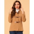 thumbnail image 3 of Chaquetón con capucha y bolsillos profundos con cremallera delantera corta tipo trenca para mujer marrón L, 3 of 6