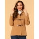 thumbnail image 3 of Chaquetón con capucha y bolsillos profundos con cremallera delantera corta tipo trenca para mujer marrón L, 3 of 6