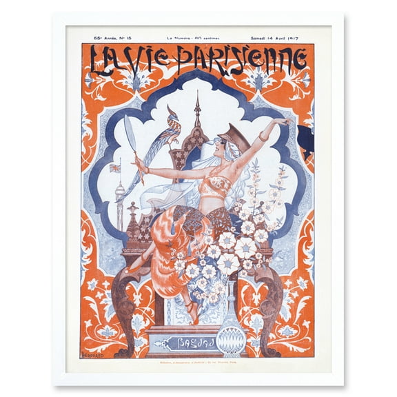 Vintage French Fashion La Vie Parisienne Fall Baghdad WW1 British Magazine Cover Art Print Framed Poster Wall Decor 12x16 inch