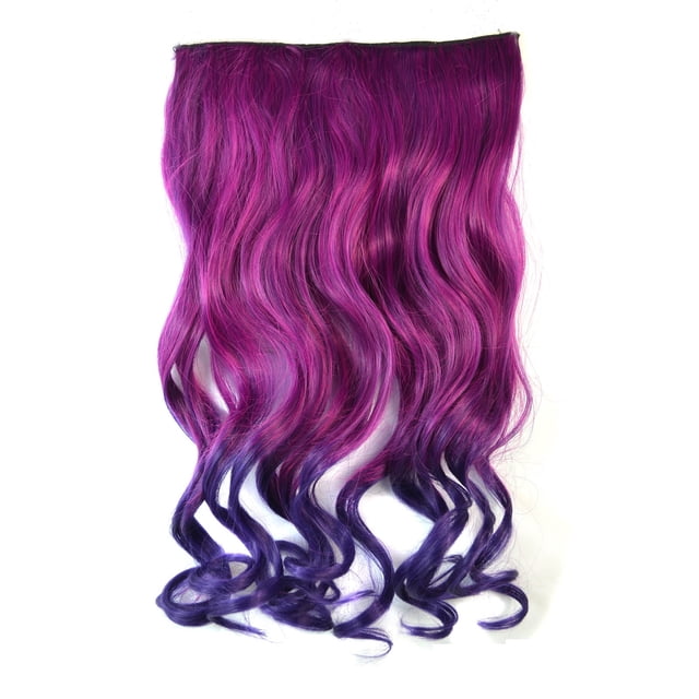 Fiudx Extensión de Cabello con Clip de Colores, Peluca de Fibra Resistente Al Calor, Fácil de Colocar y Quitar, Postizo Largo y Rizado, Accesorio de Moda para Mujer, Diseño Degradado, Versatilidad de