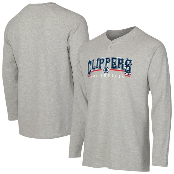 Men's Concepts Sport Gray LA Clippers Hawthorn Thermal Knit Long Sleeve Henley T-Shirt