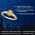 thumbnail image 2 of Gem Stone King 18K Yellow Gold Plated Silver Yellow Citrine and Lab Grown Diamond Engagement Ring for Women | 1.55 Cttw | Oval Checkerboard 8X6MM | Gemstone November Birthstone | Size 6, 2 of 6