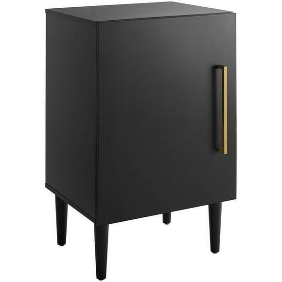 Pemberly Row Contemporary Record Player Stand in Matte Black