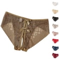 thumbnail image 4 of Yangnuo Womens Sexy Cutout Bow Soft Comfy Lace Underwear Brief Underwear French Thin Perspective Mesh Lace Underwear Cropping Hip Lifting Low Waist Underwear, 4 of 5