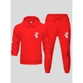 thumbnail image 2 of LovelyWholesale Long Sleeve Hooded Collar Crown King Print Men's Tracksuit Set, 2 of 2