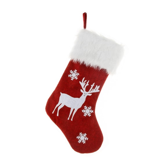 Christmas Stocking Gift Bag 18.5in Embroidery Exquisite Workmanship Home Decoration Linen Non-woven With Lights (No Battery)