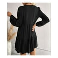 thumbnail image 5 of Long Sleeve Short Dresses for Women V Neck Fall Casual Loose Fit Flowy Swing Tiered Vacation Boho Dress Black S, 5 of 6