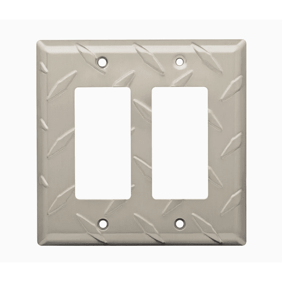 Brainerd W32848-SN Diamond Plate Double GFCI Cover Plate Satin Nickel