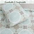 Bilot Green Mint Grey Modern Medallion Damask Reversible Quilt Bedding