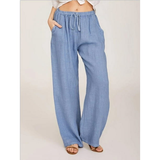 Verano y otoño nueva ropa casual de mujer en Europa, América y Europa pantalones casuales de cáñamo de algodón sueltos grandes