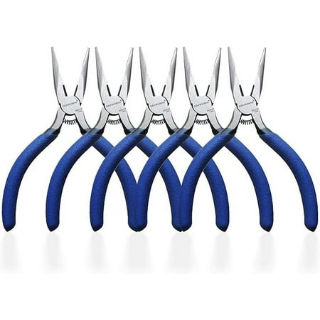 

Mini Needle Nose Pliers 5 -5 Pack KAIHAOWIN Small Long Nose Pliers with Wire Cutters Spring Loaded Thin Needle Nose Pliers Precision Pliers Set for Crafts/Jewelry Making/Tiny Project